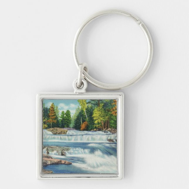 View of the Wild Cat River and Jackson Falls Key Ring (Front)