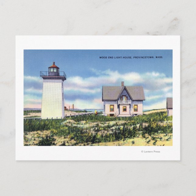 View of the Wood End Lighthouse Postcard (Front)