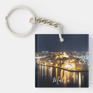 View of Three cities in Malta at night Key Ring
