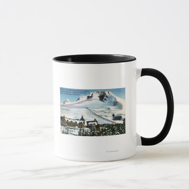 View of Timberline Lodge, Mt Hood in Winter Mug (Right)
