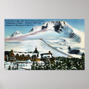 View of Timberline Lodge, Mt Hood in Winter Poster