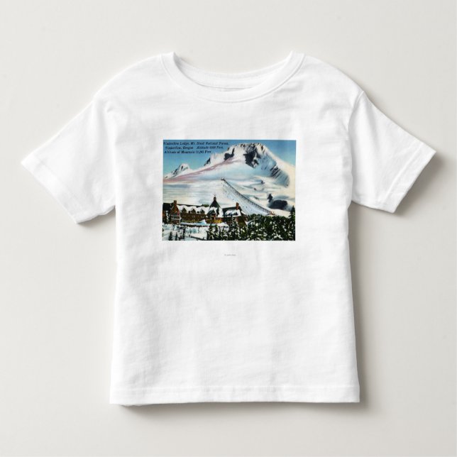 View of Timberline Lodge, Mt Hood in Winter Toddler T-Shirt (Front)