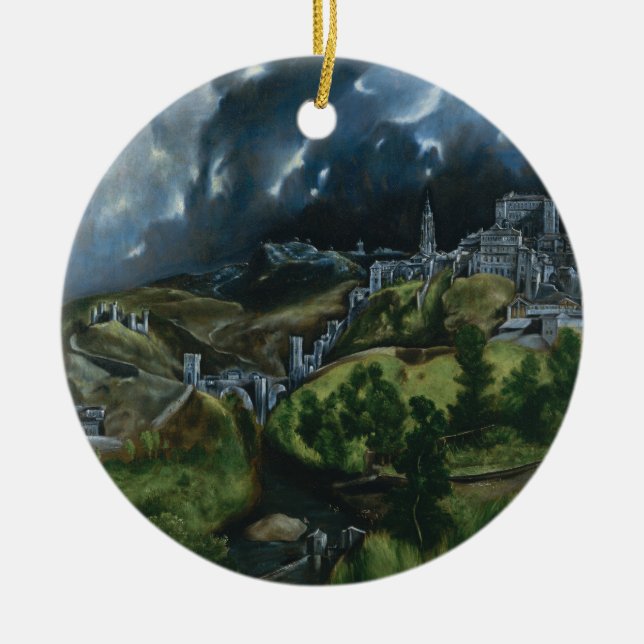 View of Toledo, El Greco Ceramic Tree Decoration (Front)
