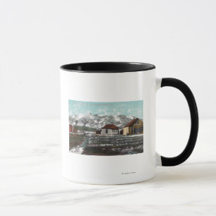 View of Town and Mountain After a Spring Snow Mug