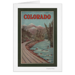 View of Train Alongside River - Travel Poster