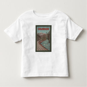 View of Train Alongside River - Travel Poster Toddler T-Shirt