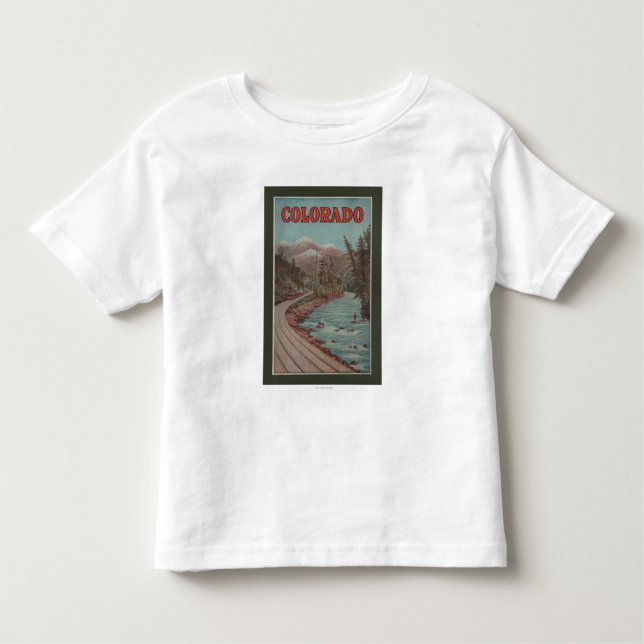 View of Train Alongside River - Travel Poster Toddler T-Shirt (Front)
