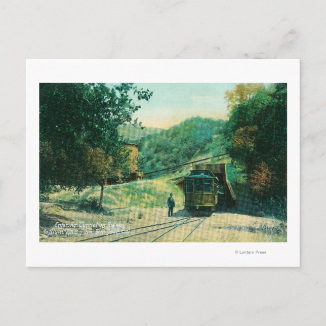View of Train Entering Tunnel to Alum Rock Postcard (Front)