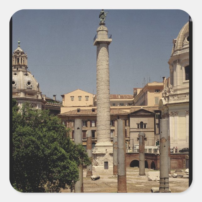 View of Trajan's Column, 113 AD Square Sticker (Front)