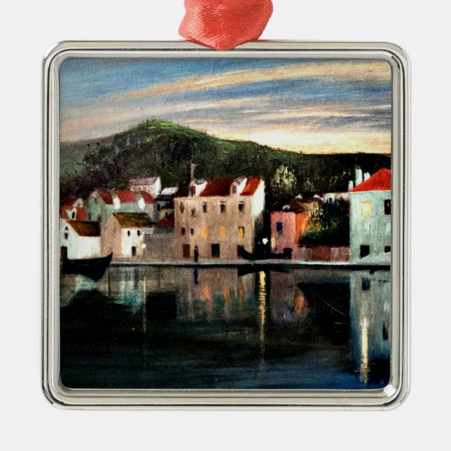 View of Trogir at Sunset - Tivadar Kosztka Metal Ornament (Front)