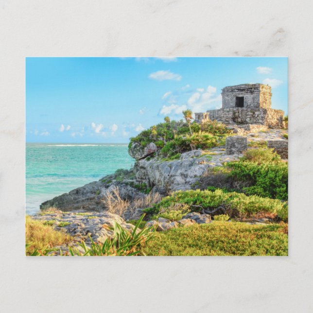 View Of Tulum Ruins, God Of Winds Temple, Mexico Postcard (Front)