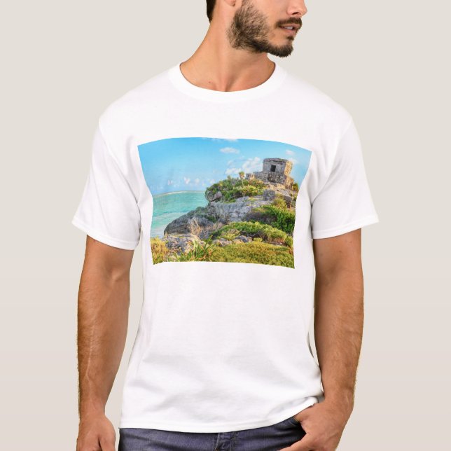 View Of Tulum Ruins, God Of Winds Temple, Mexico T-Shirt (Front)
