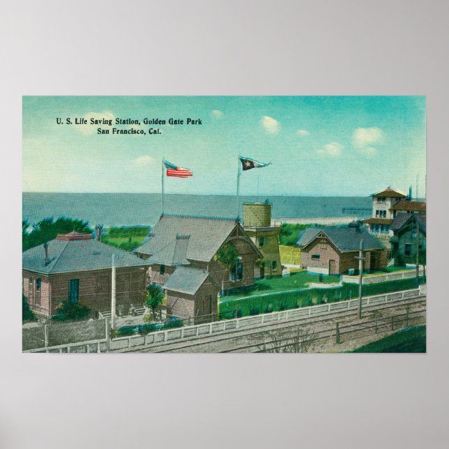 View of US Life Saving Station, Golden Gate Poster (Front)
