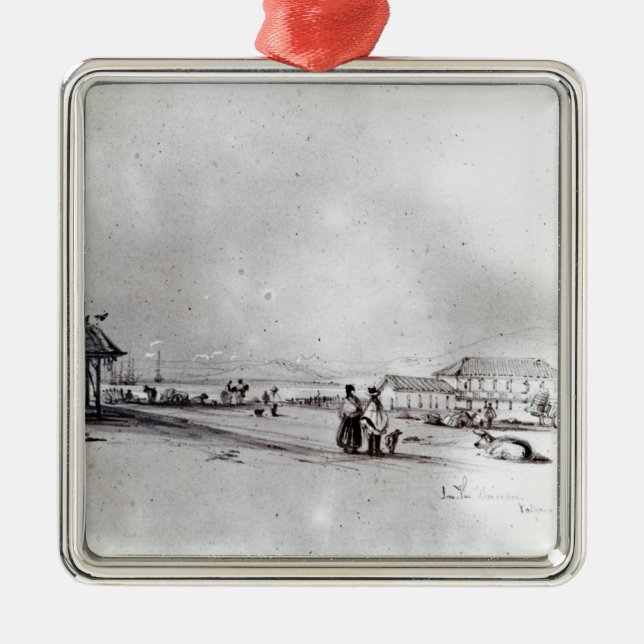 View of Valparaiso, 1834 Metal Tree Decoration (Front)