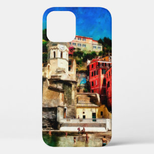 View of Vernazza, Italy. Watercolor painting conte iPhone 12 Case
