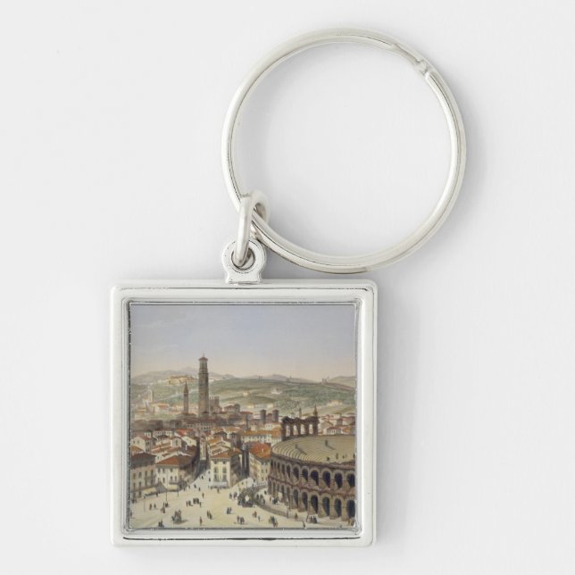 View of Verona, engraved by L. Cherbuin (colour en Key Ring (Front)
