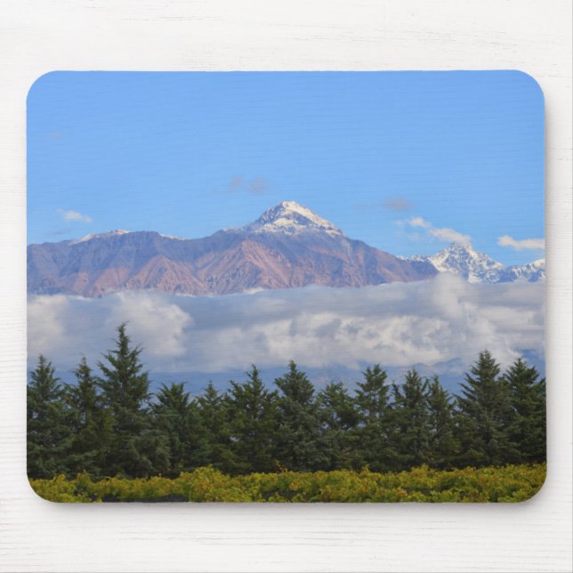 View Of Vineyard With Mountain On Background Mouse Pad (Front)