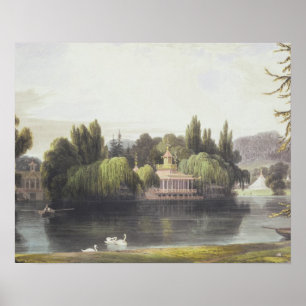 View of Virginia Water with Garden Temples, from ' Poster