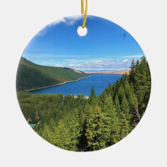 View of Wallowa Lake, Oregon Ceramic Ornament (Front)