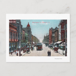 View of Washington Street with Cable Cars Postcard
