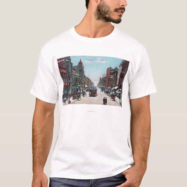 View of Washington Street with Cable Cars T-Shirt (Front)