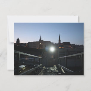 View of Wasserburg Altstadt with Ship at Dusk Postcard