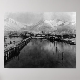 View of waterfront in Valdez, Alaska Photograph Poster