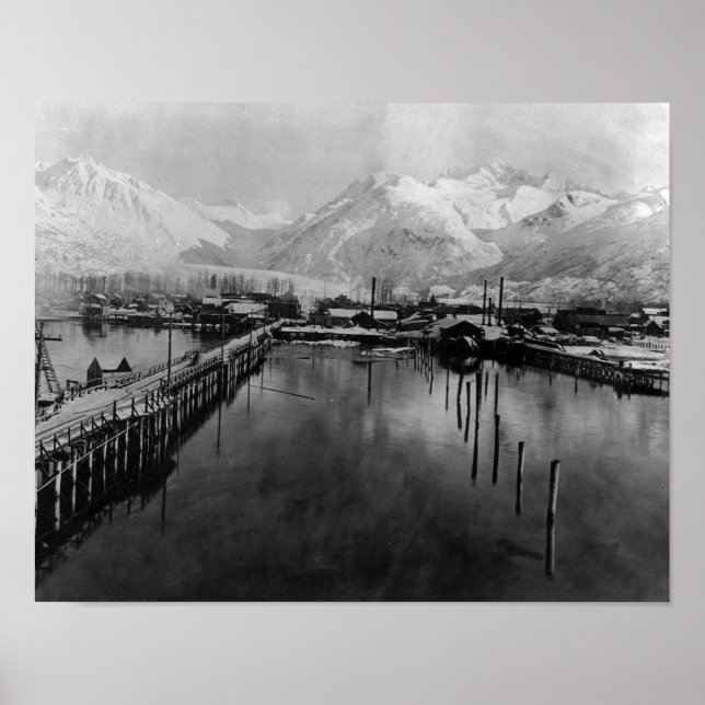 View of waterfront in Valdez, Alaska Photograph Poster (Front)