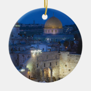View of Western Wall Plaza, late evening Ceramic Tree Decoration