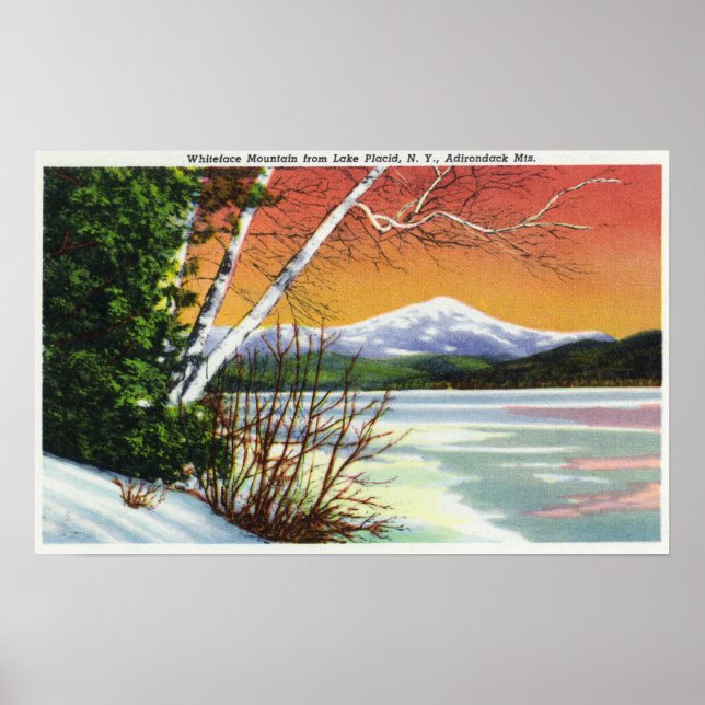 View of Whiteface Mountain from the Lake in Poster (Front)