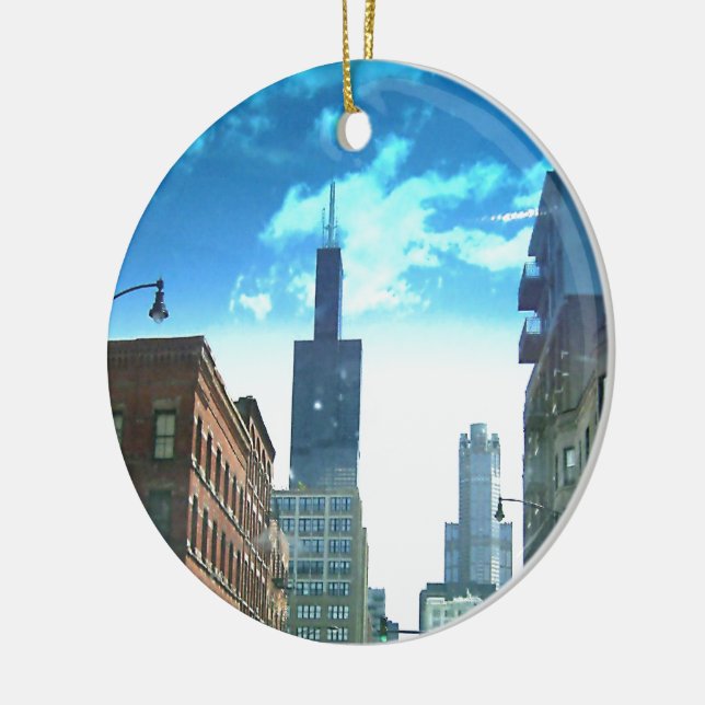 View of Willis Tower Ceramic Ornament (Left)