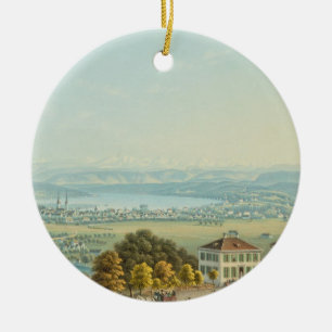 View of Zurich, c.1840 (w/c) Ceramic Ornament