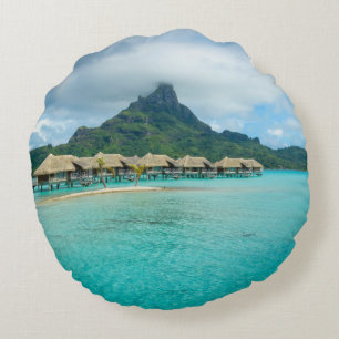 View on Bora Bora island round pillow