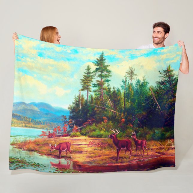 View on Long Lake Arthur Fitzwilliam Tait 1882  Fleece Blanket (In Situ)