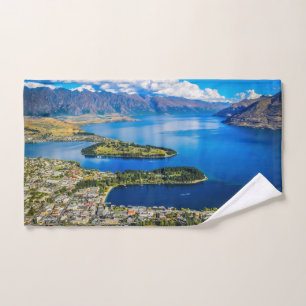 View on Queenstown from Bob's Peak, New Zealand Bath Towel Set