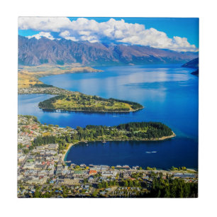 View on Queenstown from Bob's Peak, New Zealand Ceramic Tile