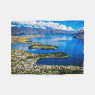 View on Queenstown from Bob's Peak, New Zealand Fleece Blanket