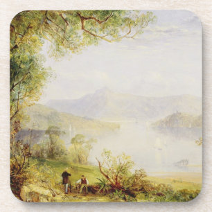 View on the Hudson River, c.1840-45 (oil on panel) Coaster