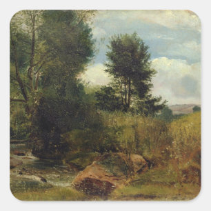 View on the River Sid, near Sidmouth, c.1852 (oil Square Sticker
