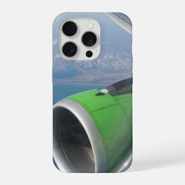 View on the seacoast through the airplane window iPhone case (Back)