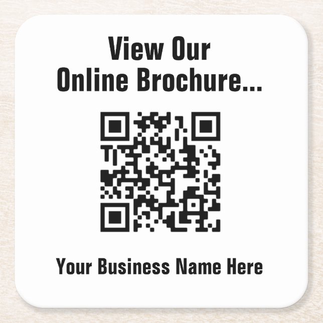 View Online Brochure via QR Code Square Paper Coaster (Front)