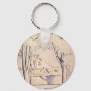 View Thru the Trees by Paul Cezanne, Vintage Art Key Ring