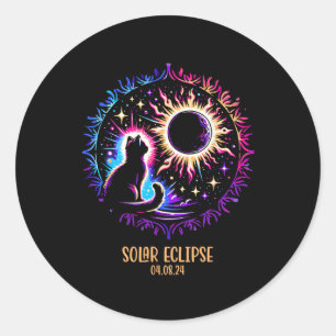 View Totality April 8 2024 Astronomy Cat Lover Sol Classic Round Sticker