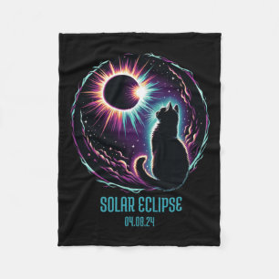 View Totality April 8 2024 Astronomy Cat Lover Sol Fleece Blanket