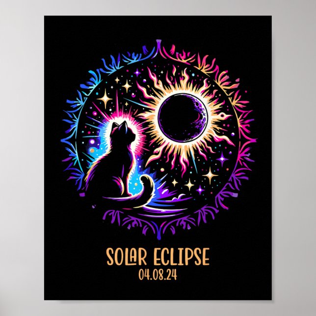View Totality April 8 2024 Astronomy Cat Lover Sol Poster (Front)
