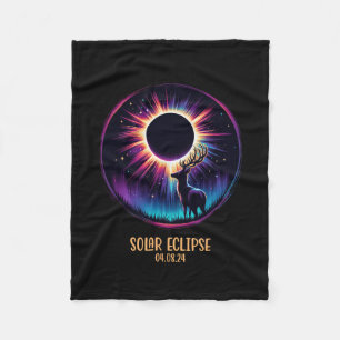 View Totality April 8 2024 Astronomy Deer Hunt Sol Fleece Blanket