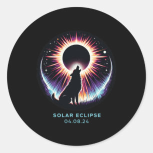 View Totality April 8 2024 Astronomy Dog Howls Sol Classic Round Sticker