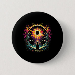 View Totality April 8 2024 Solar Eclipse Cat Lover 6 Cm Round Badge