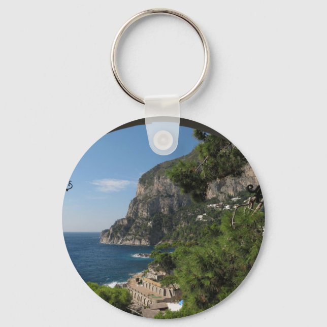 View towards the cliffs on Capri island Key Ring (Front)