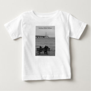 Viewing Mackinac Bridge Grayscale Baby T-Shirt